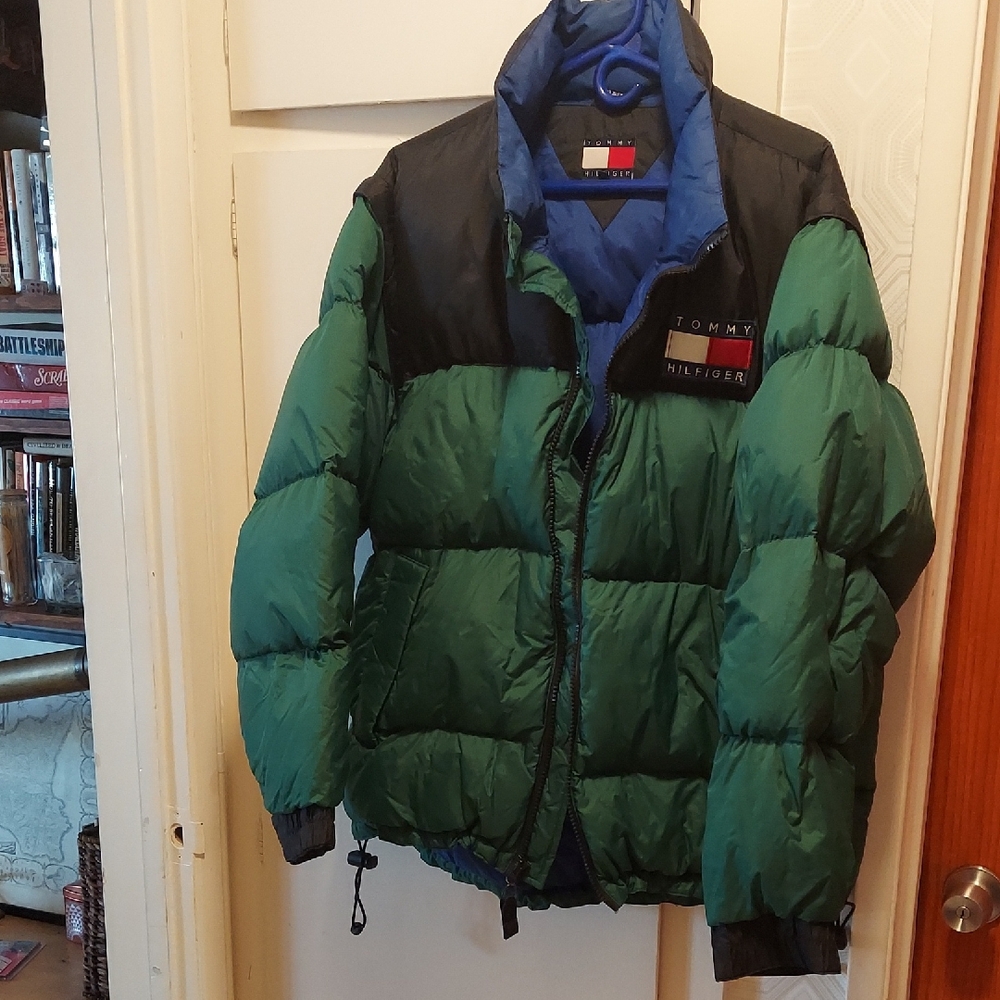 Tommy Hilfiger Green and Black Men's Puffer Jacket
